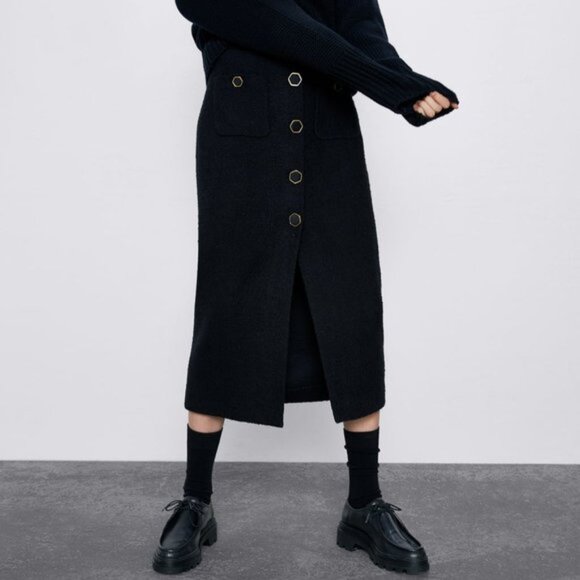 Zara Textured Tweed Midi Skirt - Picture 5 of 10